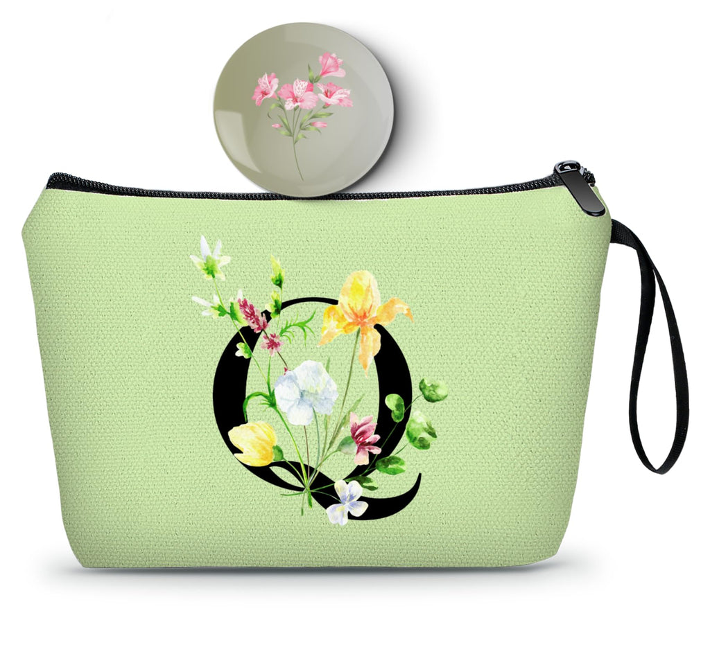 Birthday Thank You Appreciation Monogrammed Gifts for Mom Aunt Teacher Sister Friend Coworkers Bride Bridesmaid Makeup Cosmetic Bag with Mirror Mothers Day Christmas Graduation Q