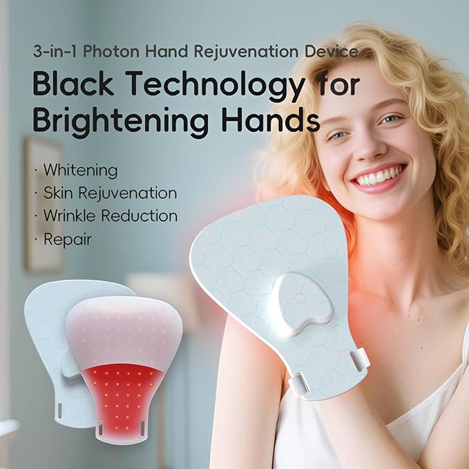 Red Light Therapy Glove for Hands - 630nm & 830nm LED Device for Pain Relief & Skin Rejuvenation, Rechargeable Hand Care with Auto Shut-Off (1 Piece)