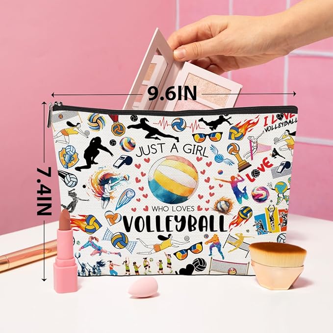 CQM Volleyball Gifts for Women Volleyball Makeup Bag Cosmetic Bag Toiletry Bag Zipper Pouch for Women Sister Friend Volleyballs Lover Teacher Coach Birthday Friendship