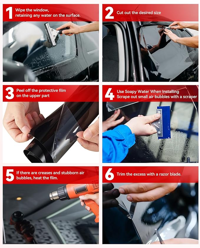 Car Window Tint 20" in x 10'Ft with 5% VLT, Nano Ceramic Window Tint Film for Car, UV&IR Protection Heat Insulation Anti-Explosion Scratch Resistant