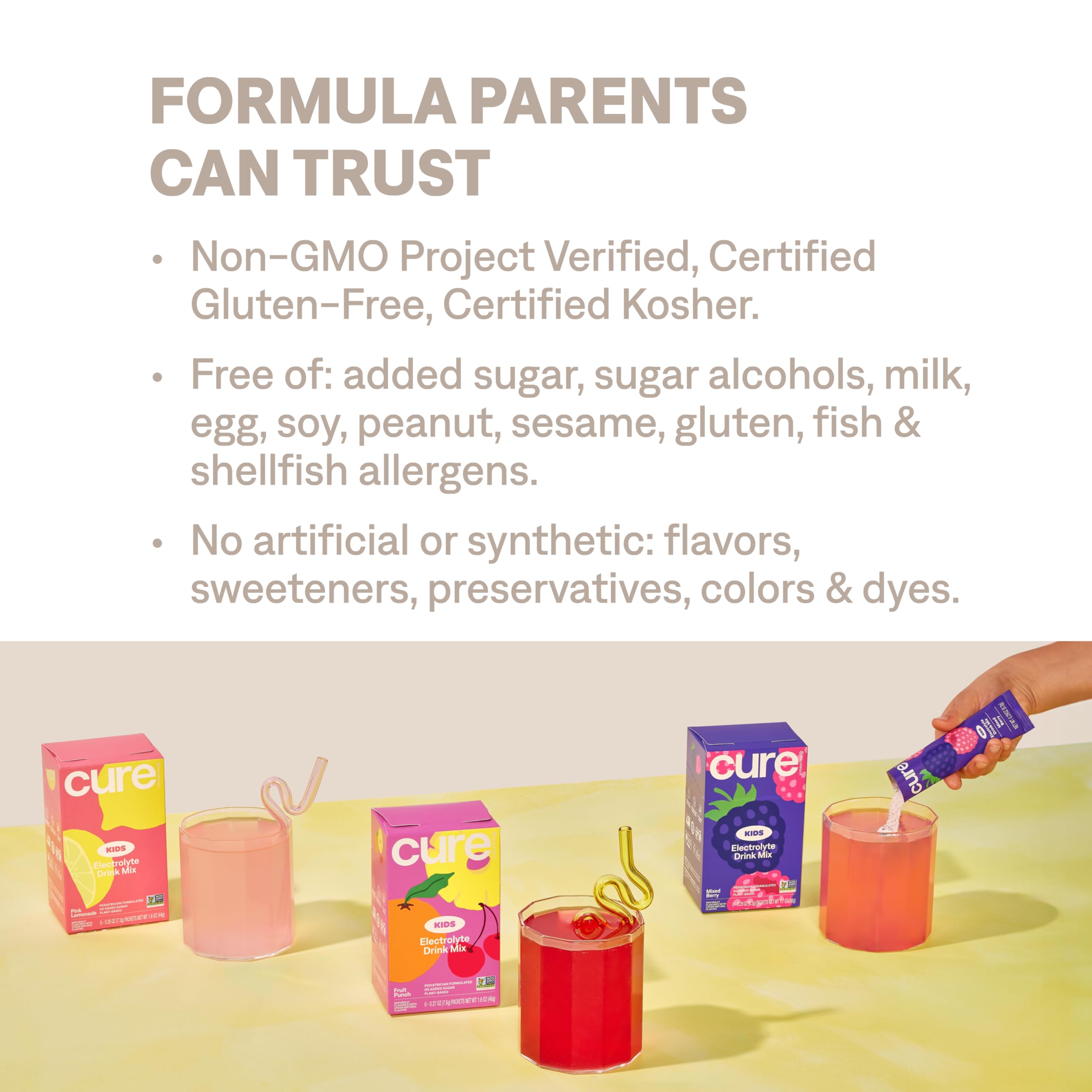 Cure Hydration - Kids Electrolyte Drink Powder Mixed Berry 14 Packets