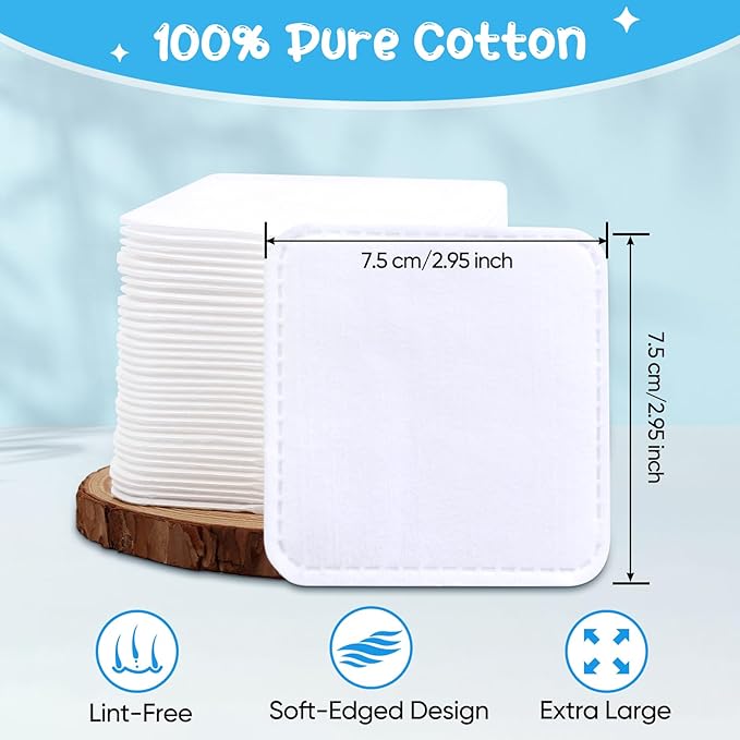 Cottonessence Eye Cotton Pads (160-Count) - 100% Pure Cotton, Lint-Free, Soft-Edged Design, Extra Large, Suitable for Eyes, Apply Toner, Remove Makeup, Spot Cleanse, Remove Nail Polish