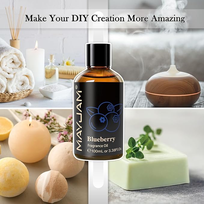 MAYJAM 100ML/3.38FL.OZ Blueberry Fragrance Oils with Glass Dropper, Essential Oils for Diffusers for Home, Long Lasting Scented Oils for Diffusers Soap Candle Making