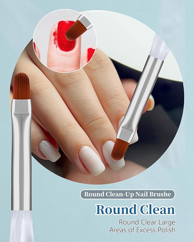AMilHiTon 3PCS Nail Polish Clean Up Brush, Calligraphy White
