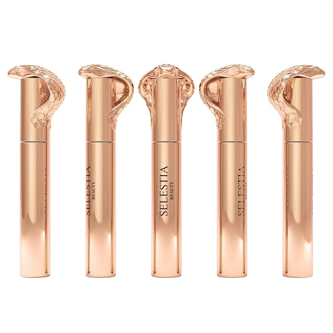 SELESTIA BEAUTY Black Mascara Queen Cobra – Volumizing, Curling, Lengthening – Soft Brush for Smooth Application – Long-Lasting & Weather-Proof – 0.34 fl.oz. - Made in Italy