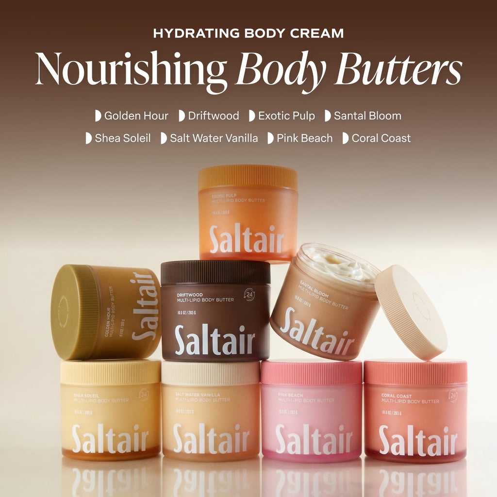 Saltair Multi-Lipid Body Butter – Hydrating 24-Hour Moisture – Body Cream for Soft Skin & Barrier Support – Ceramides, Coconut Oil & Shea Butter for Dry Skin Care – Driftwood, 10oz