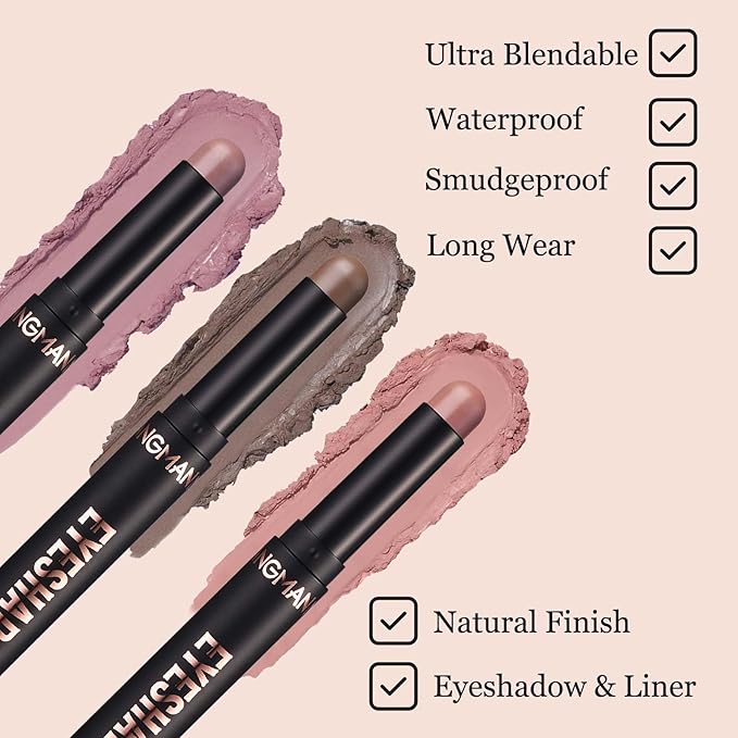 Wavuketu Matte Eyeshadow Stick Blendable Cream Eyeshadow Waterproof Long Lasting High Pigmented eyeshadow Pencil, Hypoallergenic Nude Eye Shadow Stick (12# Medium Warm Brown Matte)