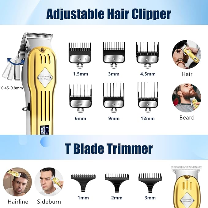 SUNNOW Hair Clippers and Trimmer Set, Electric Razor with Adjustable Speed