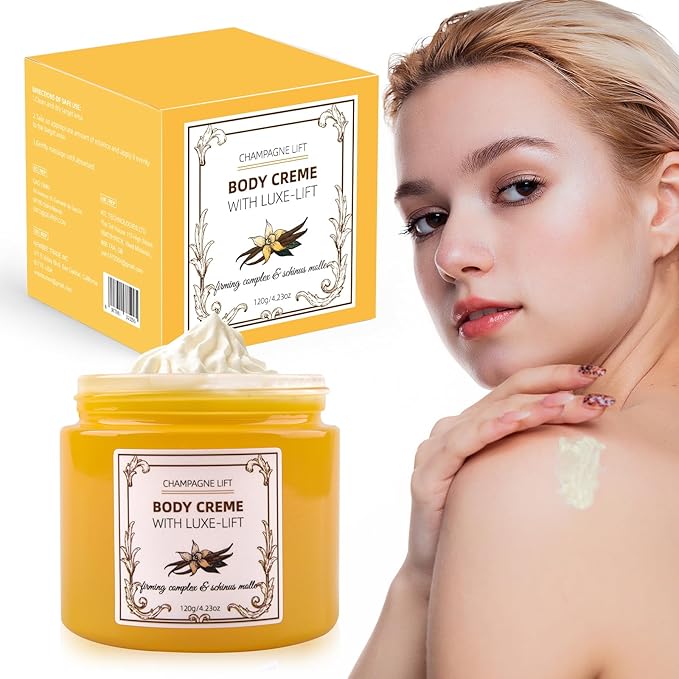 Xaninp Champagne Firming Body Cream – Lifting Cream with Pink Pepper & Firming Complex for Deep Hydration & Smoothing Moisturizer, Helps Improve Skin Elasticity for Arms, Legs & Body, Vanilla Scent