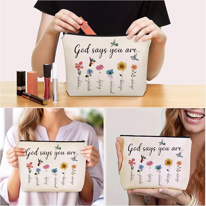 Christian Gifts for Women Girls, God Says You Are Bible Verse Makeup Bags.
