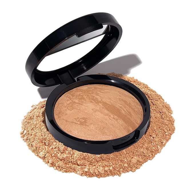 LAURA GELLER NEW YORK Award-Winning Baked Balance-n-Brighten Color Correcting Powder Foundation – Handmade in Italy – Buildable Coverage, Matte Finish – For Mature & Sensitive Skin – 05 Golden Medium