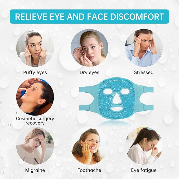 ZNÖCUETÖD Cold Face Ice Mask Facial Ice Pack, Hot Cold Compress for Face