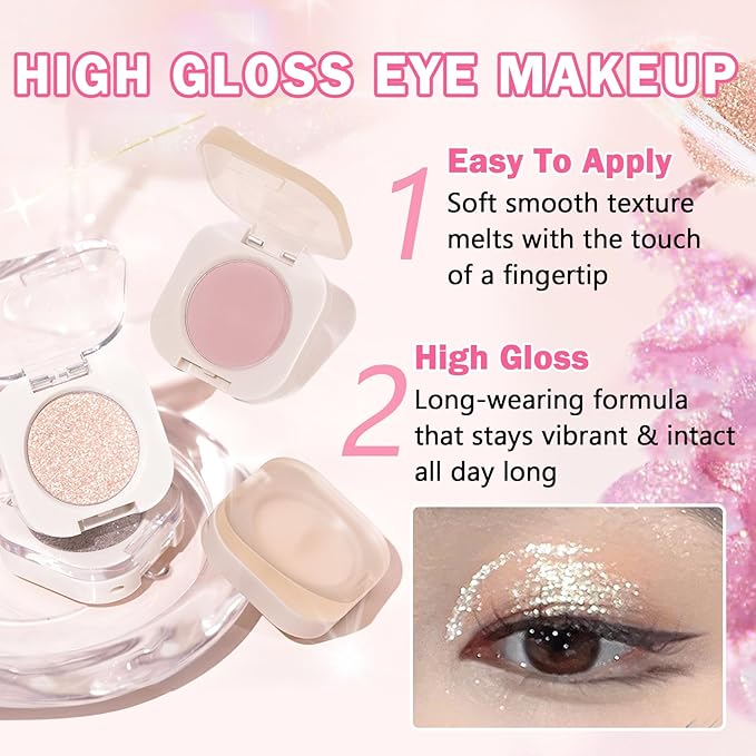Glitter Eyeshadow Bright Purple Single Eyeshadow,Ultra Fine Shimmer Eyeshadow Lightweight Sparkling Blendable Formula,Daily Multiuse Glossy Eyes Makeup (08 Glam Rock
