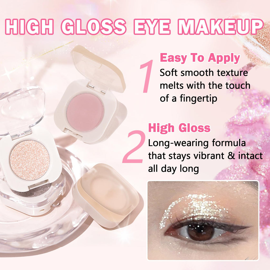QIUFSSE Glitter Eyeshadow,Champagne Glow Single Eyeshadow (09 Moonstone)