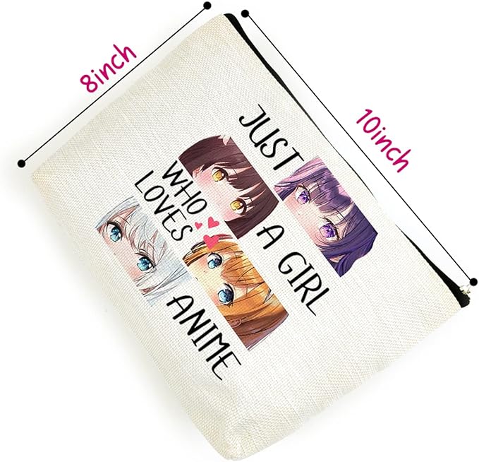 LANBAIHE Anime Fans Makeup Bag Gift - Just A Gir Who Really Loves Anime, Travel Cosmetic Bag For Her Mom Birthday, Christmas, Mother's Day