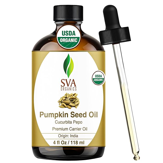 SVA Organic Pumpkin Seed Oil, Glass Bottle with Dropper, 4 Fl Oz (118 ml)