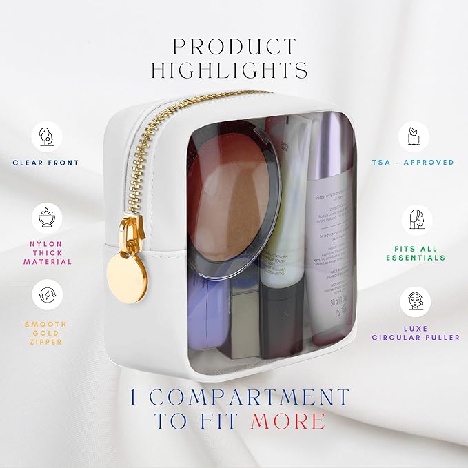 Mini Clear Cosmetic Pouch for Travel & Purse by DANCOUR