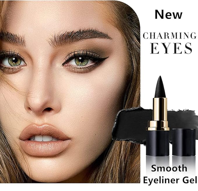 Go Ho 2 PCS Black Gel Eyeliner Stick,Natural Black Eyeliner Cream,Cat Eye Eyeshadow Crayon,Smooth Gel Liner Pen,Eye Liner Face Paint Stick Halloween Goth Makeup Set