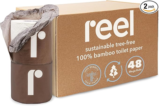 Reel Premium 3-Ply Bamboo Toilet Paper - 48 Rolls, 300 Sheets per Roll