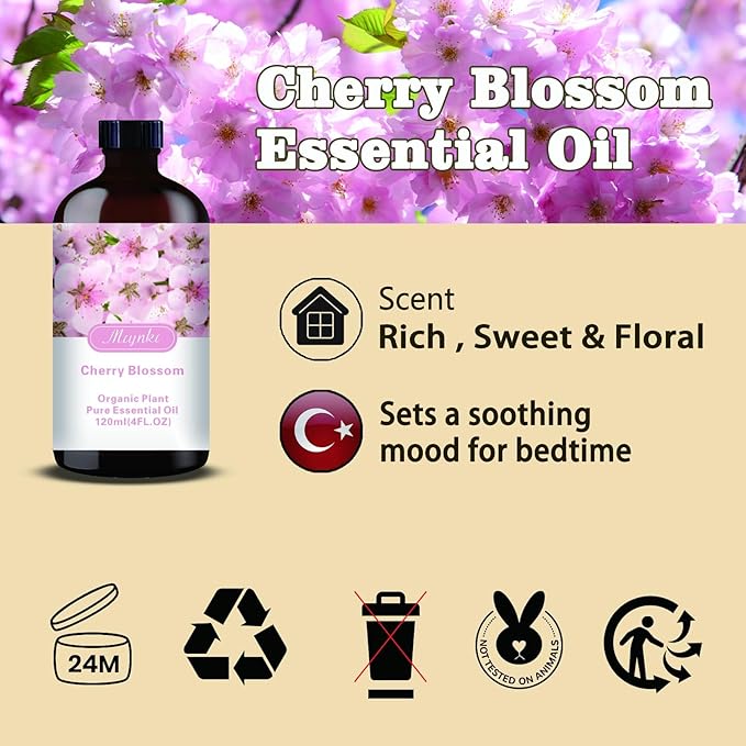 MLYNKL Cherry Blossom Essential Oil,Cherry Blossom Oil for Massage,4 fl oz