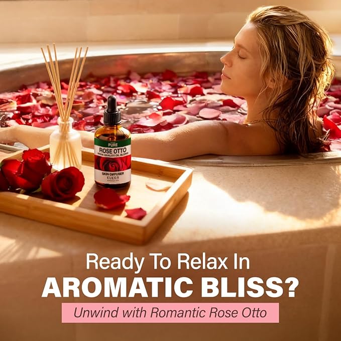 100% Pure Rose Otto Oil - 4 Fl Oz Rose Otto Essential Oil for Hair, Skin, Diffuser, Aromatherapy & DIY Soap Making Scent