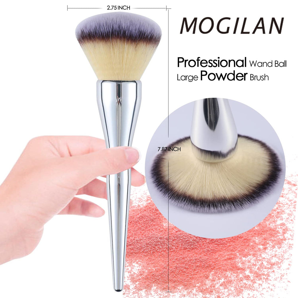 MOGILAN Powder Brush Large Foundation Brush for Pressd Powder Premium Fluffy Synthetic Kabuki Makeup Brush Perfect For Blending Buffing with Loose Powder Liquid Foundation Full Coverage