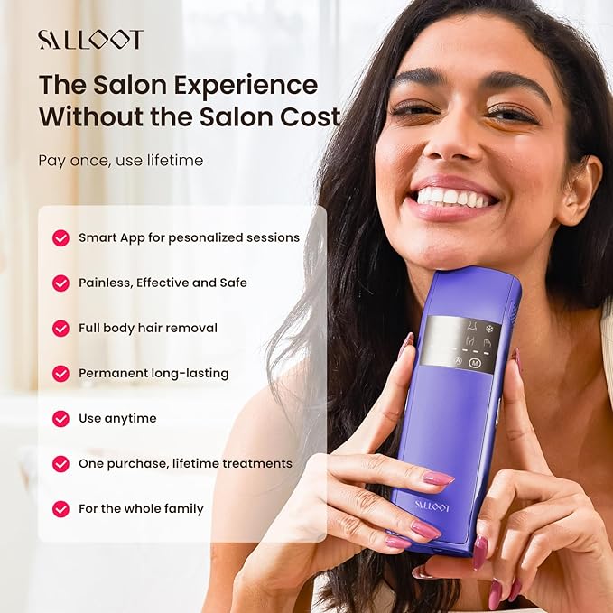 TRIPLE-Pulse IPL Laser Hair Removal, Comfort 37°F Sapphire Ice Cooling Hair Removal Device for Women and Men, Effective, Permanent, Alternative to Salon Hair Removal at Home (Purple)