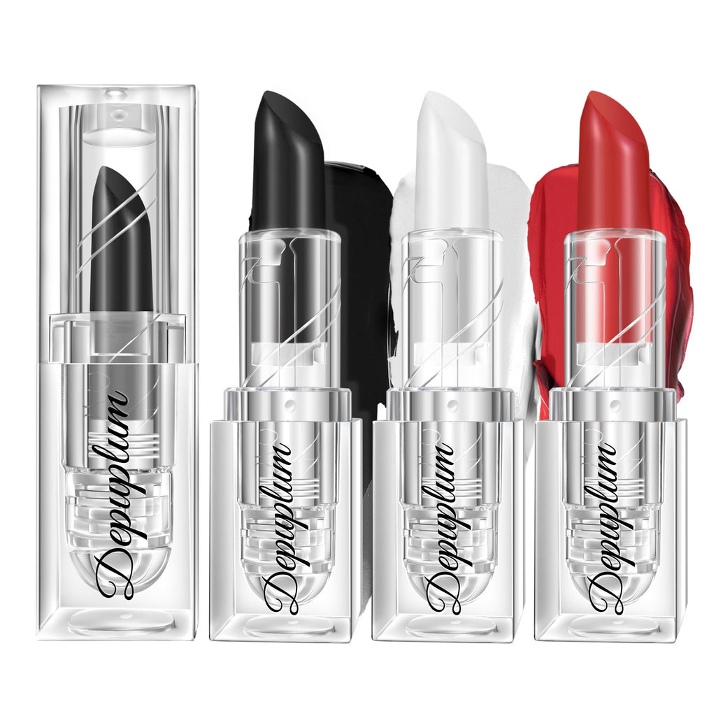 Depuplum 3Pcs Black White Red Lipstick Lip Face Body Paint for Women