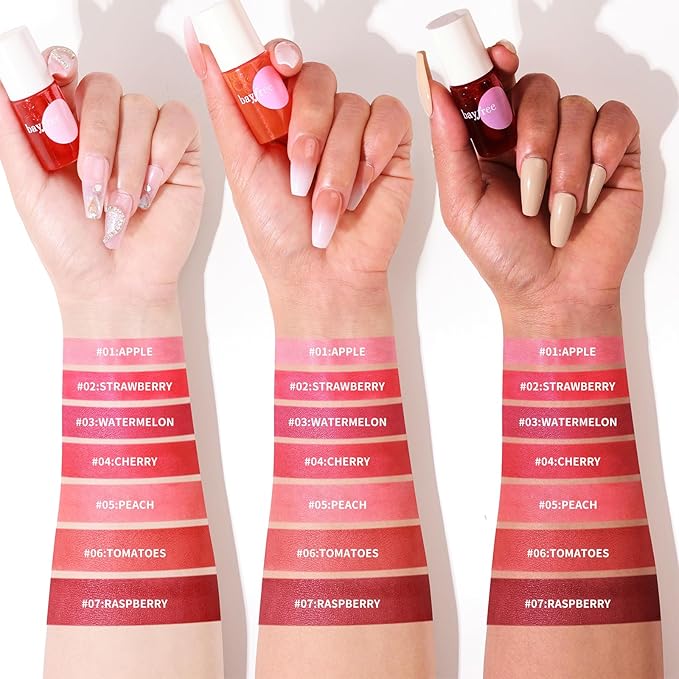 bayfree Lip Tint Stain Set, 3 PCS Korean Water Tint Lightweight Non-sticky, Waterproof Long Lasting Liquid Blush & Lip Stain, Transfer-Proof, Matte Finish Lip Color Makeup (fruit platter)