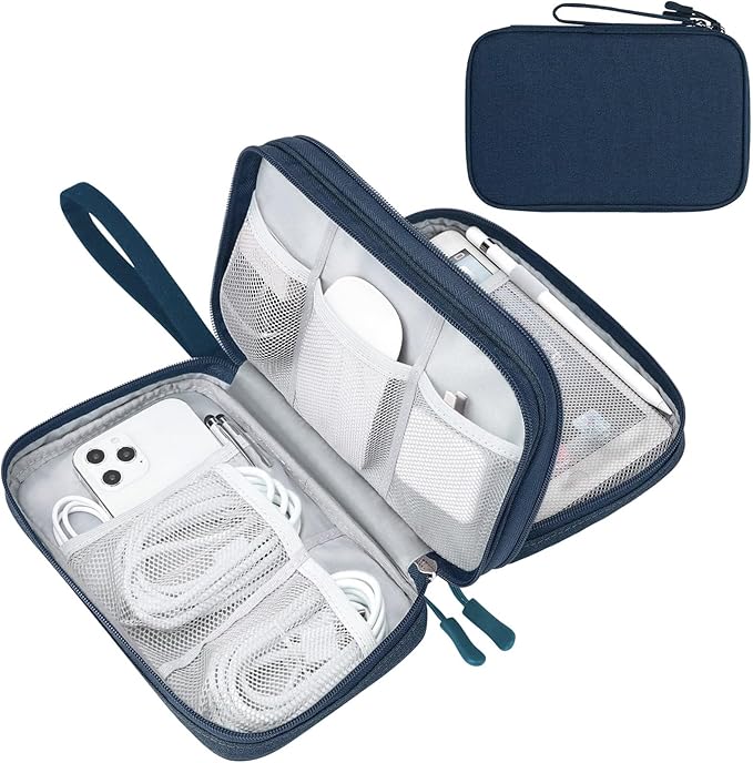 FYY Electronic Organizer, Travel Tech Pouch Bag, Large, Navy