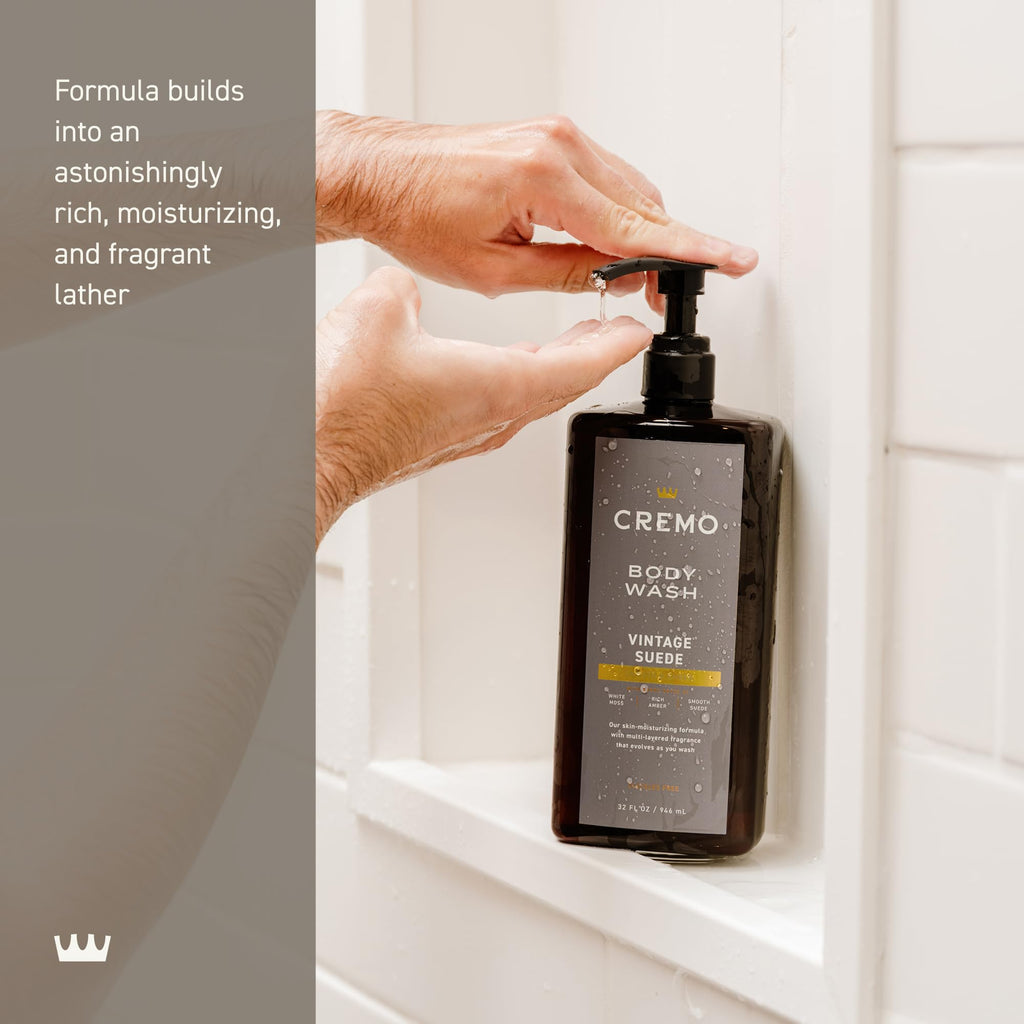 Cremo Body Wash for Men, Vintage Suede, 32 Fl Oz