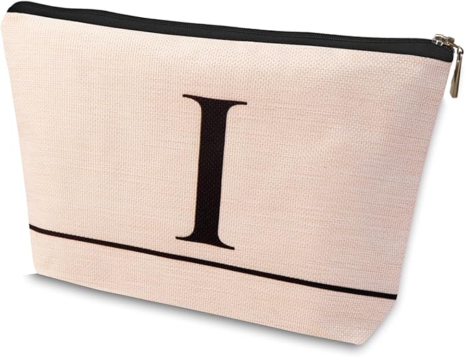 HDYHDY Letter A-Z Initial Personalized Makeup Bags, Birthday Gifts for Women, Monogrammed Gifts for Women Mom Sister Best Friend Bride Bridesmaid, Mothers Day, Christmas, Small Travel Cosmetic Bag (I)