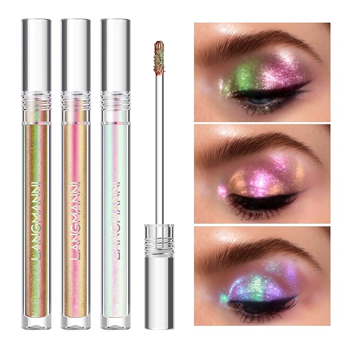 Jolilab 3Pcs Liquid Chameleon Eyeshadow Set, Holographic Multichrome Makeup