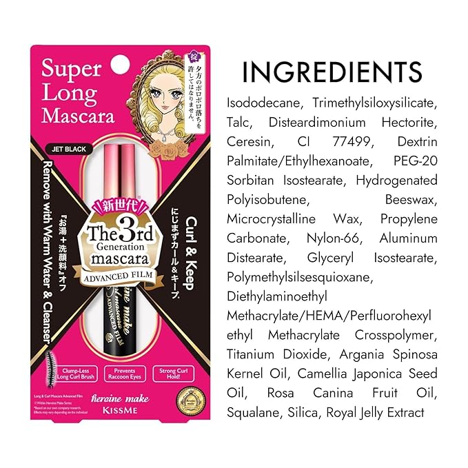 Heroine Make by KissMe Super Long Mascara | Waterproof Mascara for Dramatic Length & Volume | Smudge-Proof Black Mascara with Curling, Long‑Lasting Formula | Made in Japan