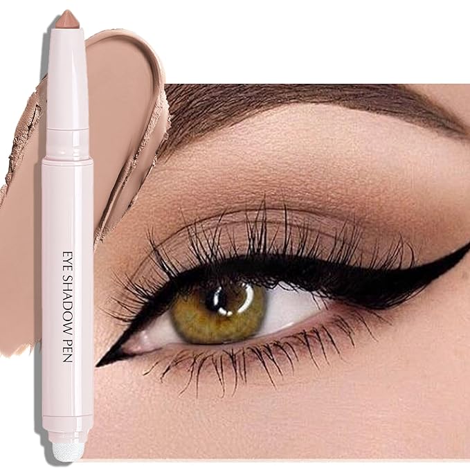 Wugbc Matte Eyeshadow Stick, Dark Rose Brown Cream Eye Shadow Long-Lasting Crease-Proof Eyeliner Pencil High Pigmented Neutral Highlighter Makeup Crayon with Blending Brush & Built-in Sharpener