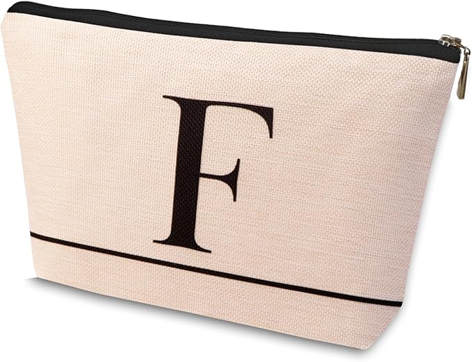 HDYHDY Letter A-Z Initial Personalized Makeup Bags, Birthday Gifts for Women, Monogrammed Gifts for Women Mom Sister Best Friend Bride Bridesmaid, Mothers Day, Christmas, Small Travel Cosmetic Bag (F)