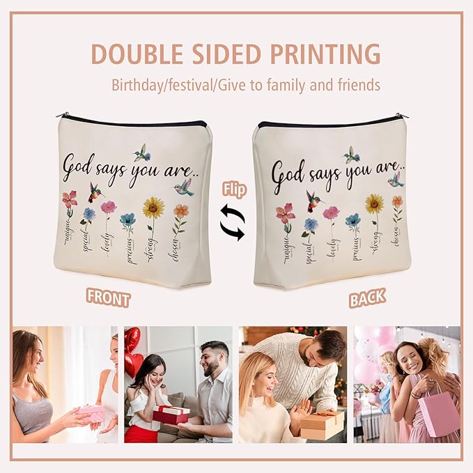 Christian Gifts for Women Girls, God Says You Are Bible Verse Makeup Bags.
