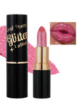 Metallic Rose Pink Glitter Lipstick for Women,Diamond Shimmer Lip Gloss,03