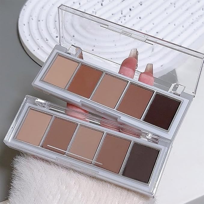 JUAAZIN 5 Colors Matte Eyeshadow Makeup Palette, 5 Natural Neutral Nude Brown Cool-Toned Nude Taupe Eyeshadow, Looks for Brown Eyes Women Finish Long Wearing Waterproof Professional Eye Makeup 06#
