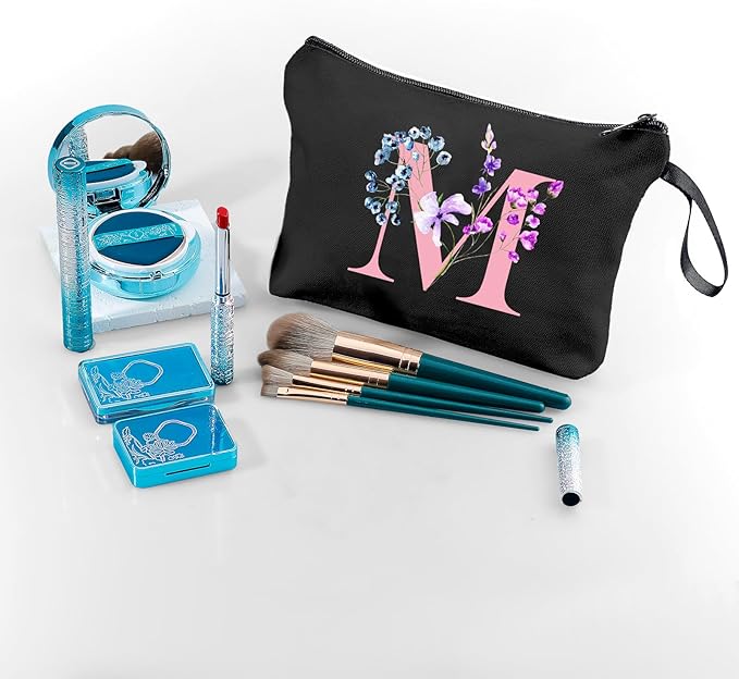 A-Z Personalized Makeup Bag with Mirror, Friendship Gifts for Women, M