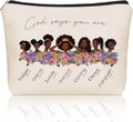 Girlly First Communion Gifts For Girls - God Says You Are Christian Makeup Bag for African American Black Teen Girls & Women, Black Girl Magic Cosmetic & Toiletry Organizer Pouch with Lining.