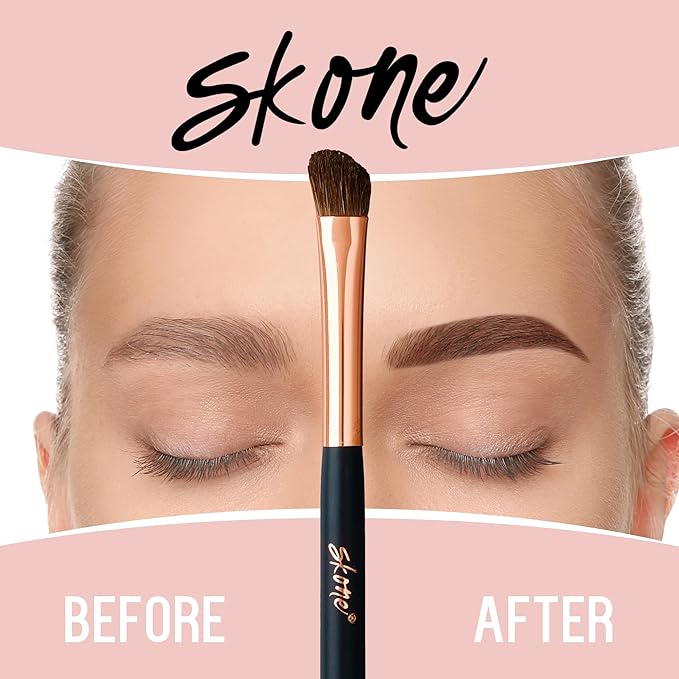 Skone Angled Shadow Brush – Luxe Rose Gold and Black Synthetic Bristles for Seamless Eyeshadow Blending, Professional-Grade Nylon Brush for Precise Shading, Flawless Eye Makeup Application