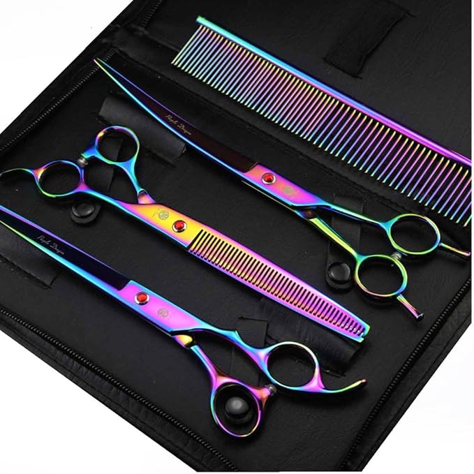 Purple Dragon 8 inch 3 in 1 Professional Pet Grooming Thinning(Rainbow)