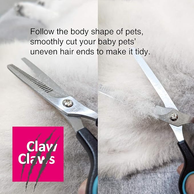 Claw Claws 7 inch Thinning Scissors with 26-Teeth Stainless Steel Blades and Wave Style Handle for for Home Hair Cutting Shears