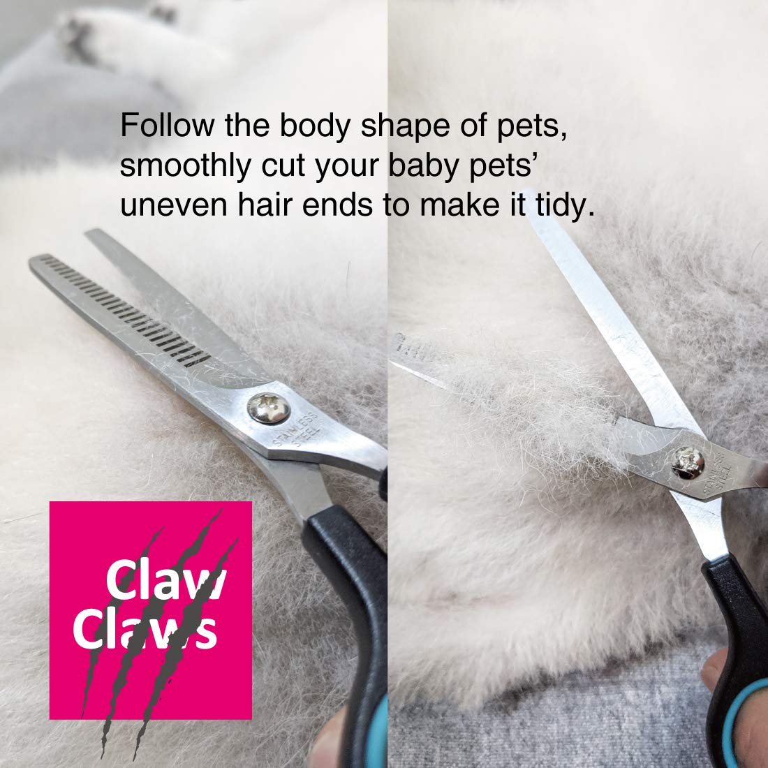 Claw Claws 7 inch Thinning Scissors with 26-Teeth Stainless Steel Blades and Wave Style Handle for for Home Hair Cutting Shears