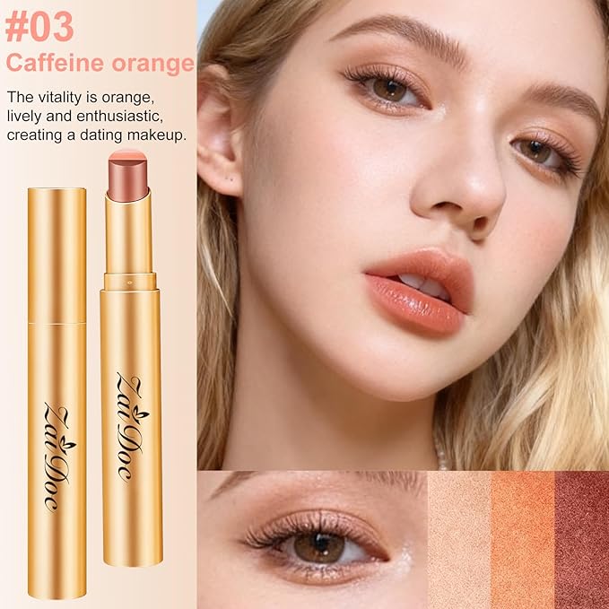 ZAIDOC 3 Color Eyeshadow Stick, Long Lasting & Waterproof Creamy Eye Shadow, with Vitamin E Makeup for Day & Night Look, 0.12 Oz (caffeine orange)