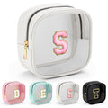 YOOLIFE Initial Make Up Bag Travel Toiletry Bag, Clear Makeup Bag Preppy Cosmetic Bags Organizer Travel Essentials Gifts for Women Teen Girlfriend Teacher Mom Birthday Mothers Day Gifts White S