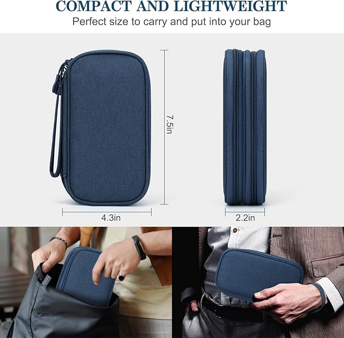 FYY Electronic Organizer, Travel Tech Pouch Bag, Cable Organizer Navy