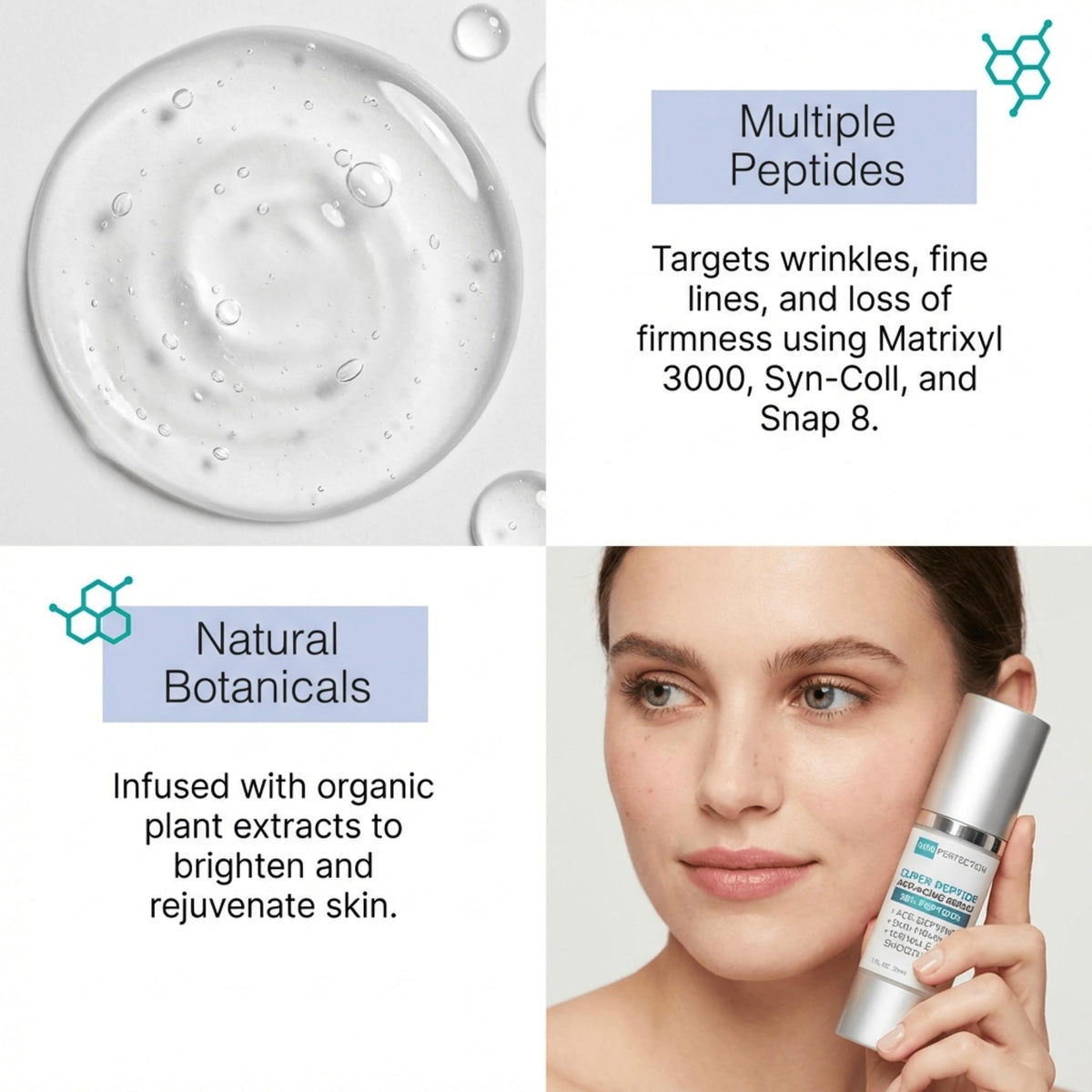 Peptide Serum for Face 99% Peptides, 8-in-1 Anti-Aging, Firming, 1 oz