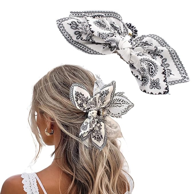 Hadutrek Bow Claw Clips Bow Hair Clips White 1PCS Big Hair Bows for Women Butterfly for Styling Large Hair Clips for Thick Hair for Girls Hair Accessories for Teens